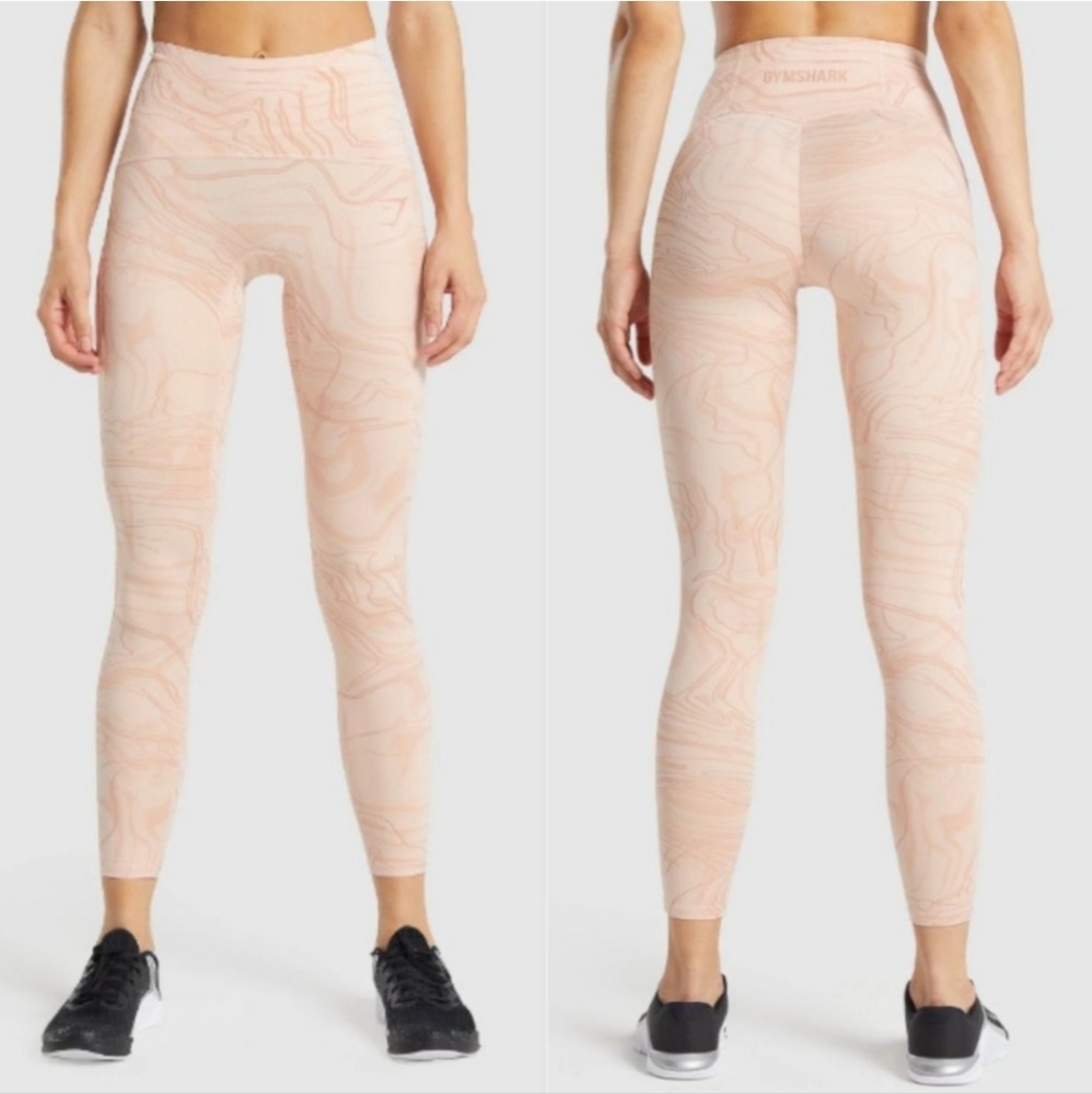 Gymshark power support leggings. light pink swirl. Size Small